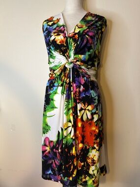 Floral Knot Front Multicolor Dress